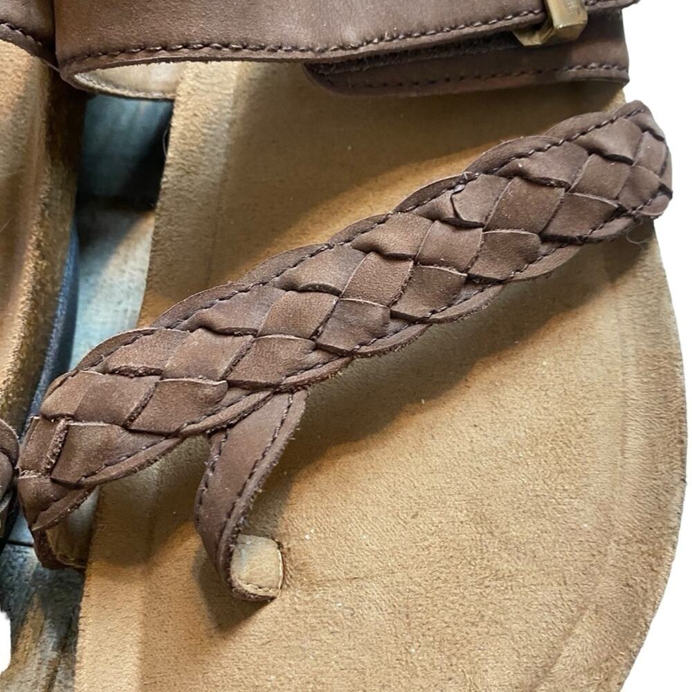 Earth Origins Braided Print Toe-Post Sandals Onida Brown Suede size 9 boho - Picture 4 of 9